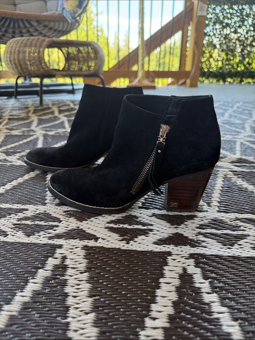 Sam Edelman | Macon Black Suede / Leather Ankle Boots - Picture 3 of 10